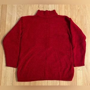 Women’s Velour Mock Turtleneck Sweater, Red, Carol Rose, Size Large